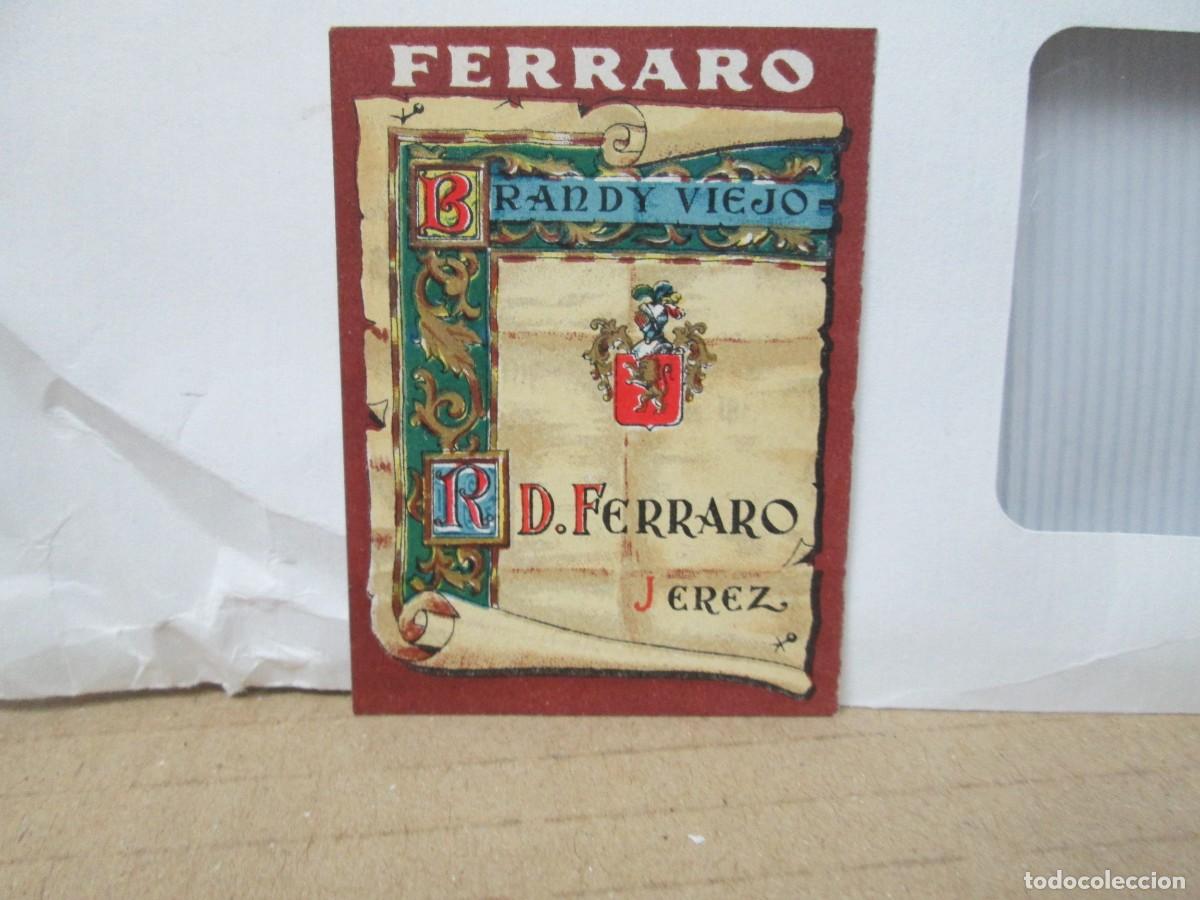 Etiquetas antiguas: ANTIGUA ETIQUETA, FERRARO BRANDY VIEJO