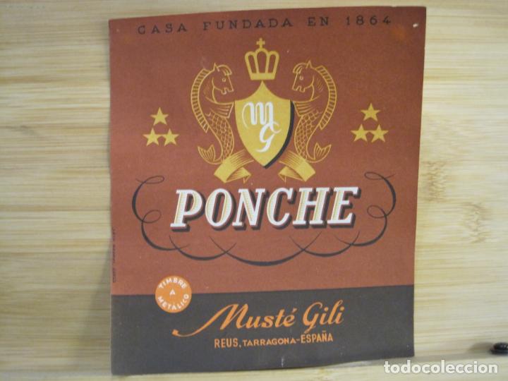 Etichette antiche: PONCHE MUSTE GILI-REUS-ETIQUETA ANTIGUA-VER FOTOS-(K-8941)