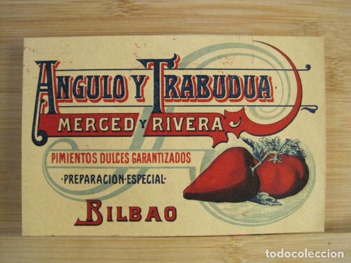 Etichette antiche: BILBAO-ANGULO Y TRABUDUA MERCED Y RIVERA-ETIQUETA ANTIGUA-VER FOTOS-(101.016)