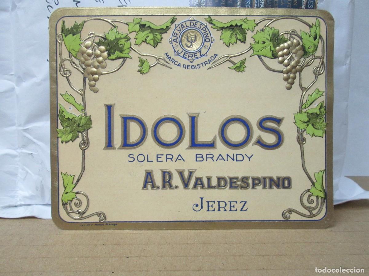 Etiquetas antiguas: ANTIGUA ETIQUETA, BRANDY IDOLOS SOLERA A.R. VALDESPINO