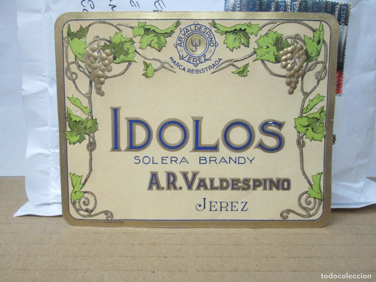 Etiquetas antiguas: ANTIGUA ETIQUETA, BRANDY IDOLOS SOLERA A.R. VALDESPINO