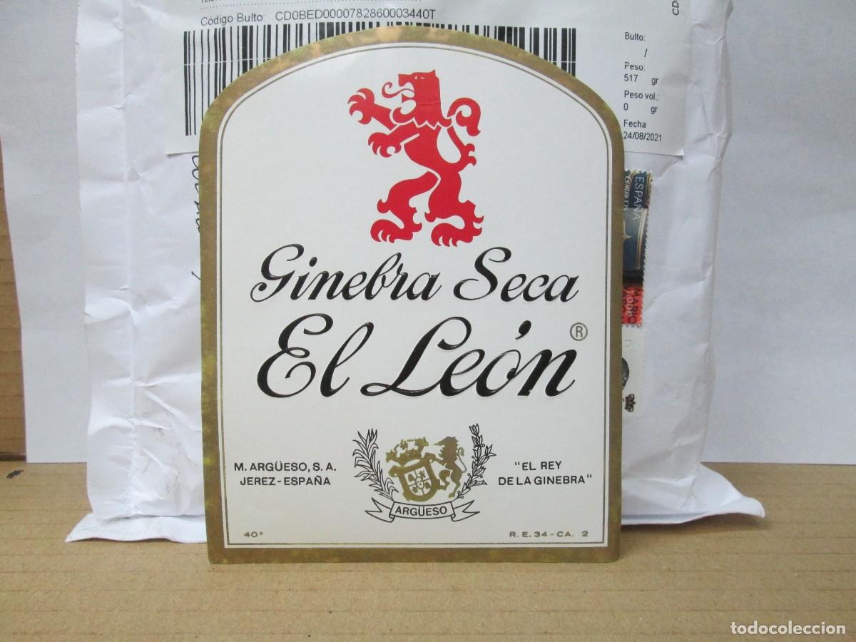 Etiquetas antiguas: ANTIGUA ETIQUETA, GINEBRA SECA EL LEON