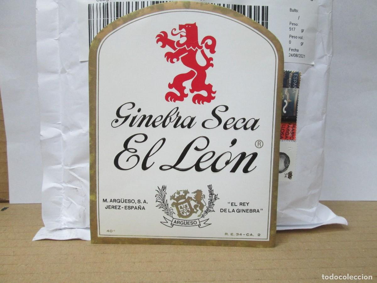 Etiquetas antiguas: ANTIGUA ETIQUETA, GINEBRA SECA EL LEON