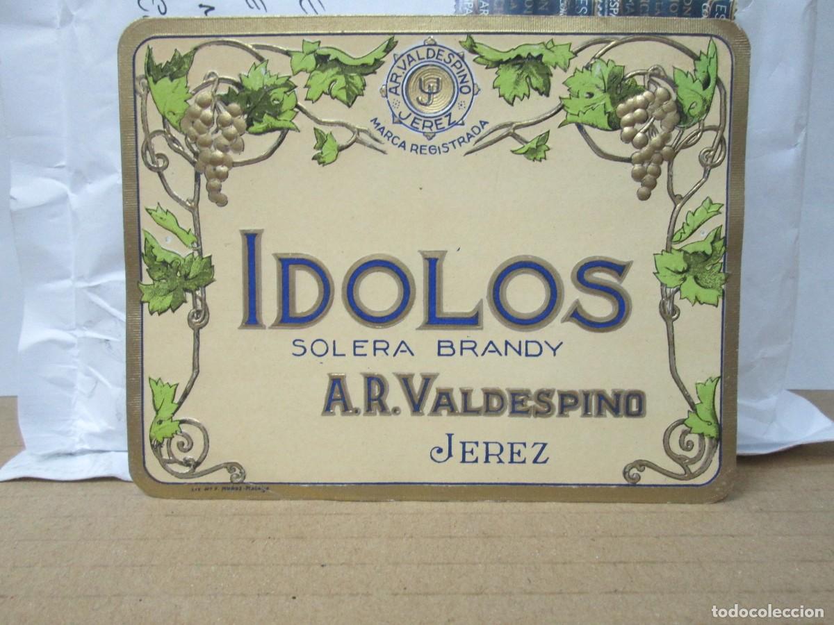 Etiquetas antiguas: ANTIGUA ETIQUETA, IDOLOS SOLERA BRANDY VALDESPINO