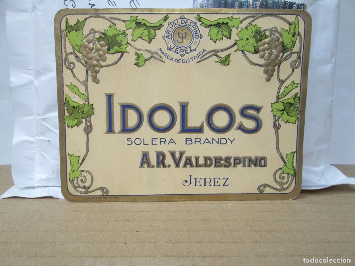 Etiquetas antiguas: ANTIGUA ETIQUETA, IDOLOS SOLERA BRANDY VALDESPINO