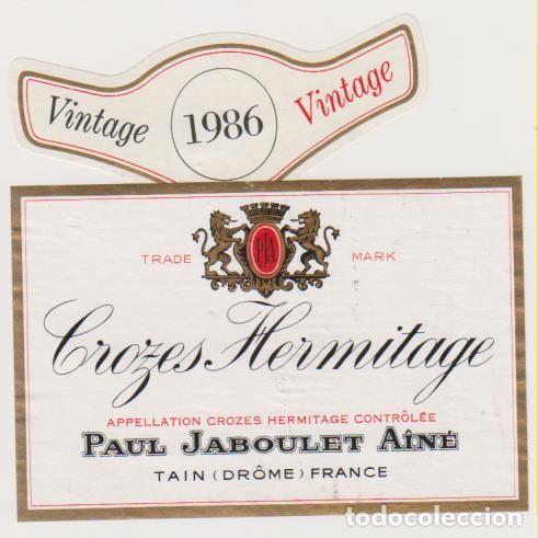 Etiquetas antiguas: etiqueta vino 1986 FRANCIA FRANCE CROZES HERMITAGE VIN WEIN VINHO WINE