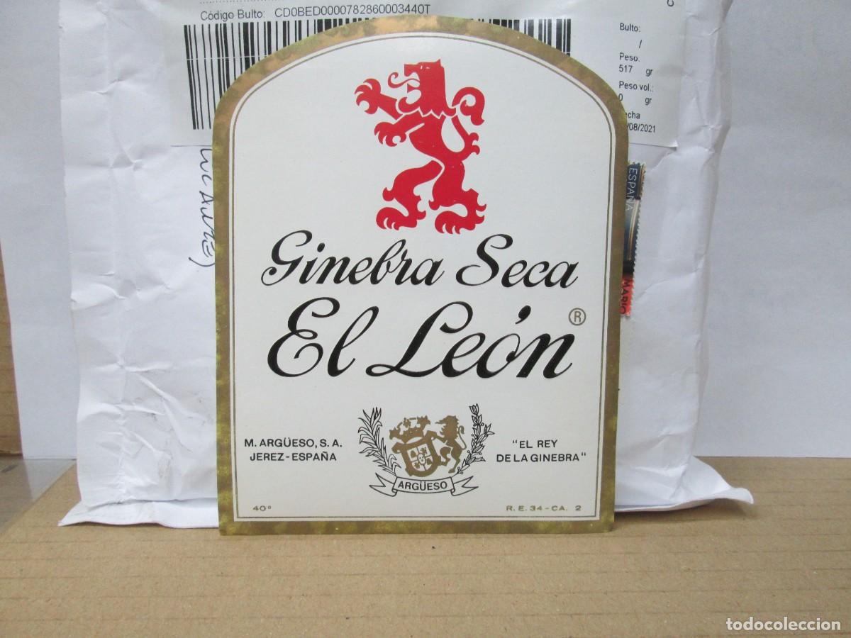 Etiquetas antiguas: ANTIGUA ETIQUETA, GINEBRA SECA EL LEON
