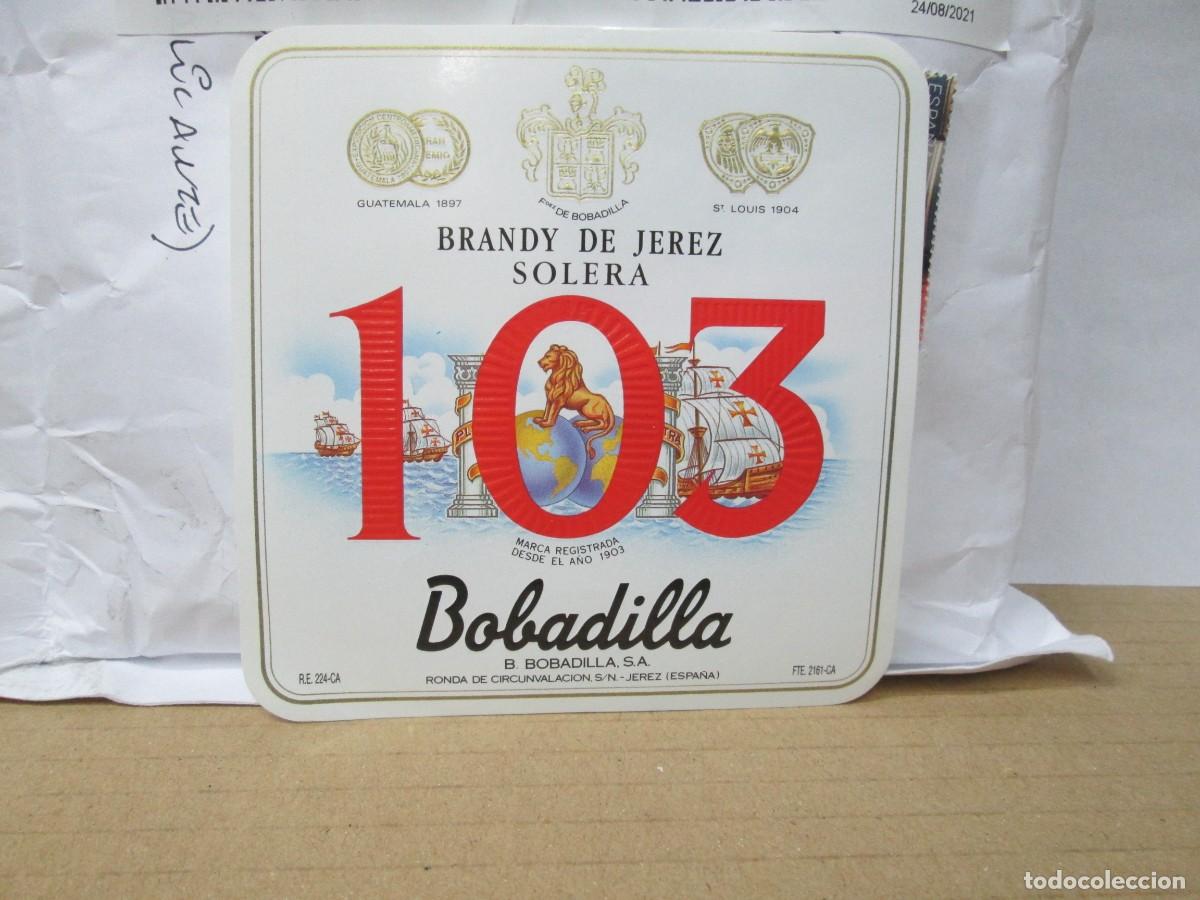 Etiquetas antiguas: ANTIGUA ETIQUETA, BRANDY 103 BOBADILLA
