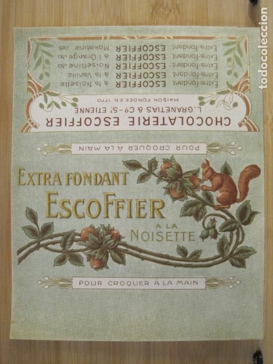 Etichette antiche: CHOCOLATE ESCOFFIER-ETIQUETA ANTIGUA-VER FOTOS-(K-9378)
