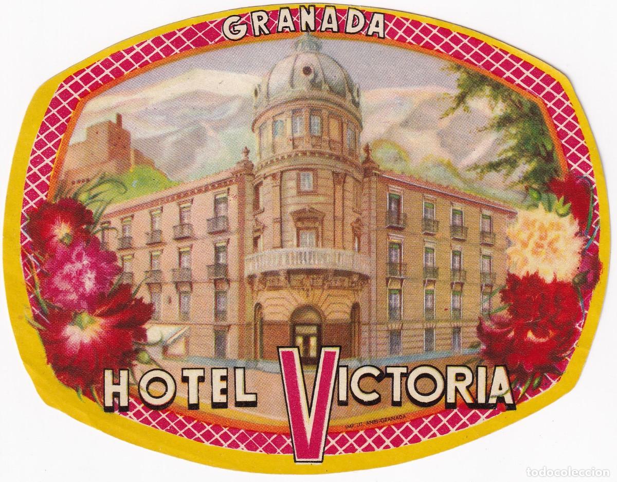 Etiquetas antiguas: ANTIGUA ETIQUETA DEL HOTEL VICTORIA (GRANADA)