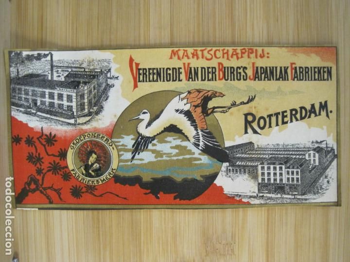 Etichette antiche: ROTTERDAM-MAATSCHAPPIJ VEREENIGDE VAN DER BURG'S JAPANIAK-ETIQUETA ANTIGUA-VER FOTOS-(K-9407)