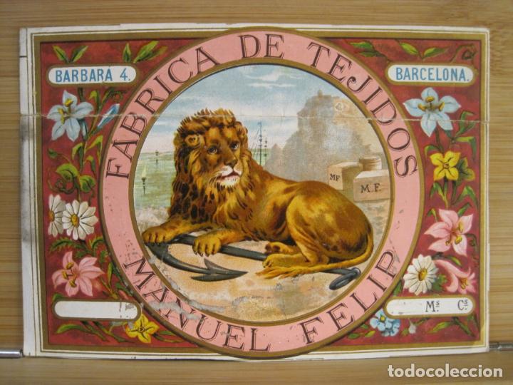 Etichette antiche: BARCELONA-MANUEL FELIP-FABRICA DE TEJIDOS-ETIQUETA ANTIGUA-VER FOTOS-(K-9408)