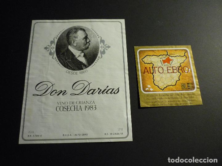Etiquetas antiguas: ETIQUETAS DE VINO DON DARIAS ALTO EBRO