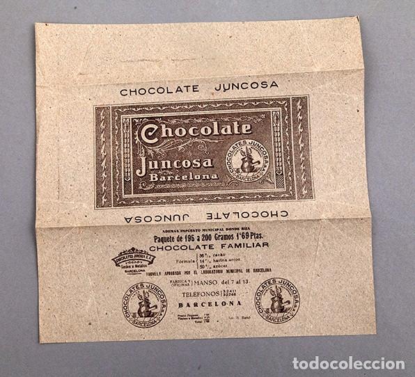 Etiquetas antiguas: CHOCOLATE JUNCOSA - ENVOLTORIO ORIGINAL - BARCELONA - Foto 1