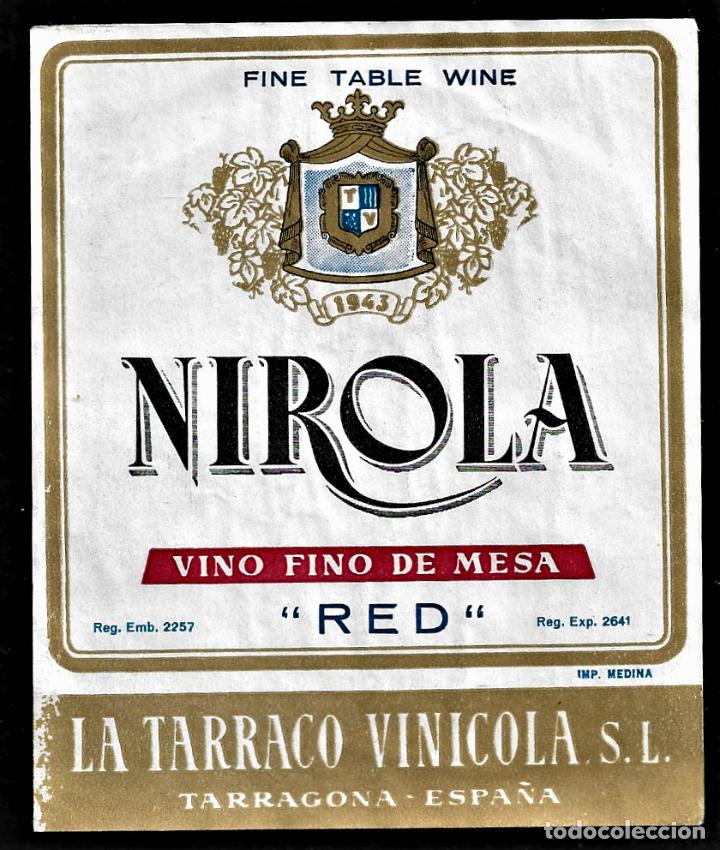 Etiquetas antiguas: ETIQUETA VINO - MIROLA - RED - VINO FINO DE MESA - TARRACO VINICOLA - 6.5 X 12 CM