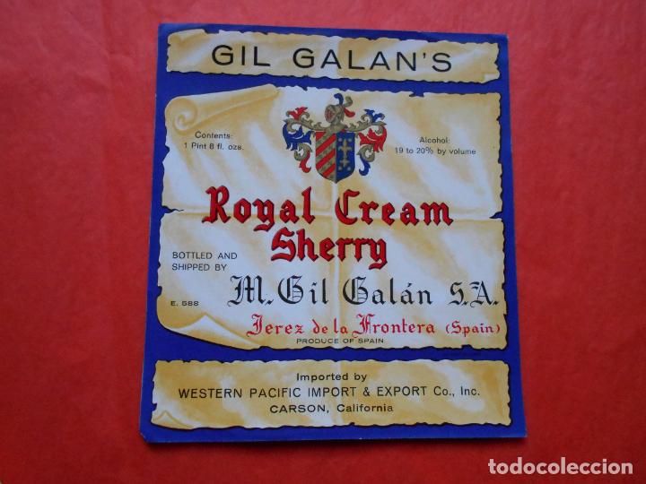 Etiquetas antiguas: ETIQUETA DE VINO M.GIL GALAN S.A. JEREZ ROYAL CREAM