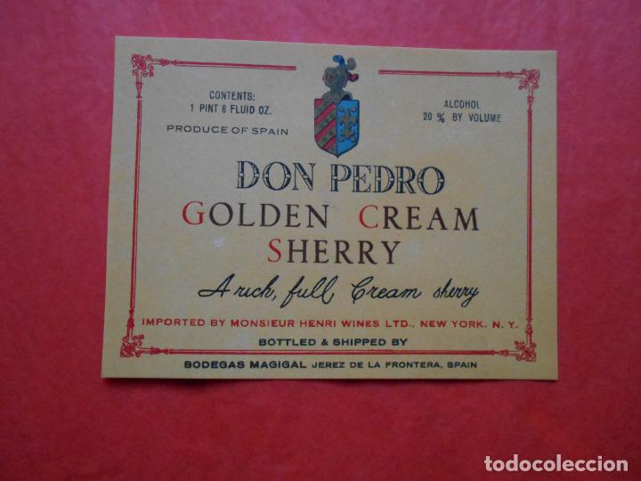 Etiquetas antiguas: ETIQUETA DE VINO M.GIL GALAN S.A. JEREZ DON PEDRO GOLDEN CREAM