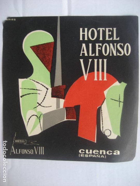 Etiquetas antiguas: Hotel Alfonso VIII, Cuenca. 12 x 12.5 cms