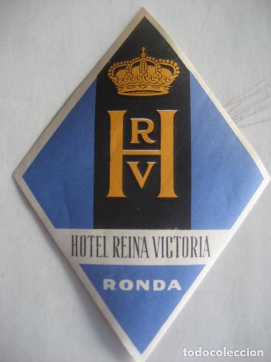 Etiquetas antiguas: Hotel Reina Victoria. Ronda. 14 x 10 cm.