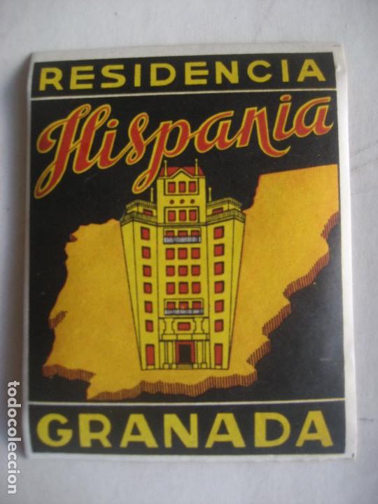 Etiquetas antiguas: Hotel Residencia Hispania. Granada11 x 9 cm.