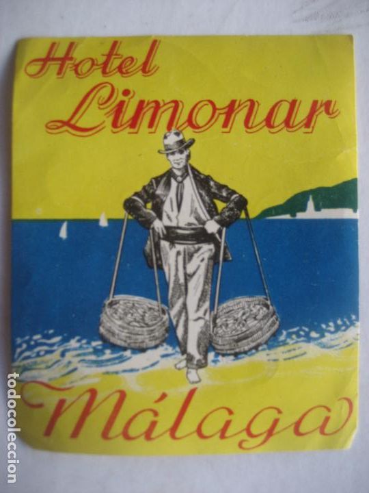 Etiquetas antiguas: Hotel Limonar. Malaga. 11 x 9 cm