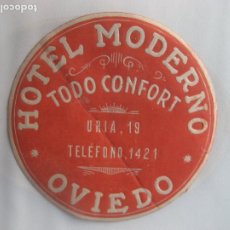 Etiquetas antiguas: HOTEL MODERNO. OVIEDO. 8 CM.. Lote 402383064