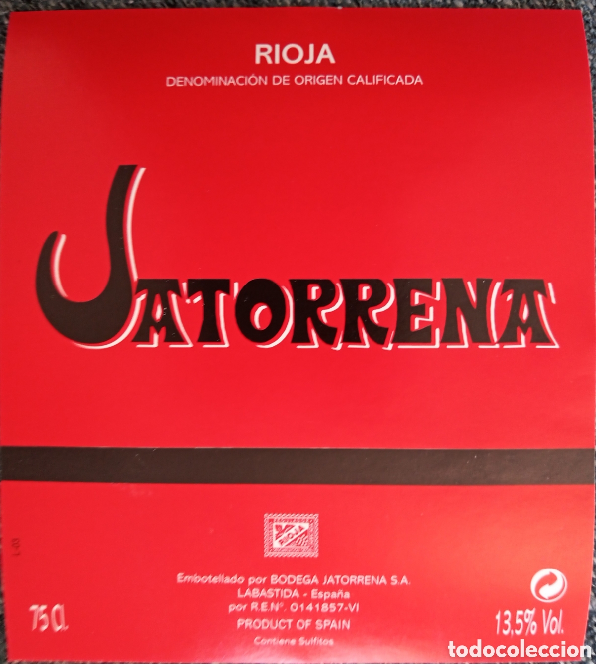 Etiquetas antiguas: ETIQUETA VINO JATORRENA
