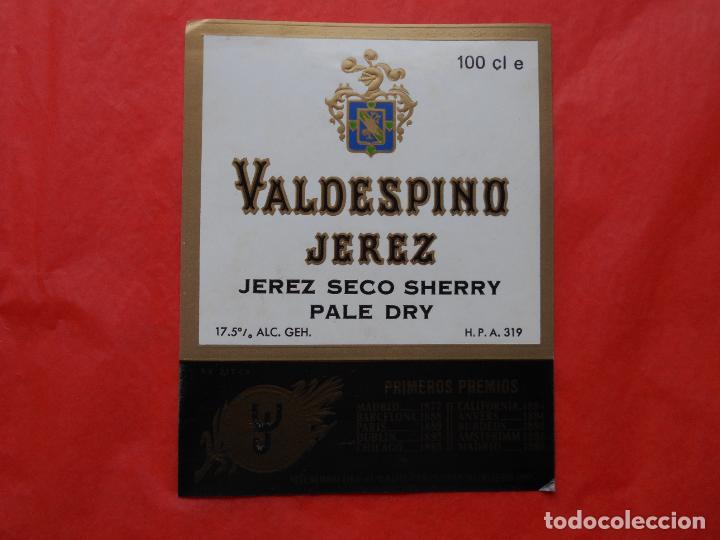 Etiquetas antiguas: ETIQUETA DE VINO A.R. VALDESPINO JEREZ SECO