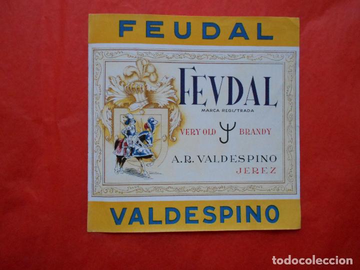 Etiquetas antiguas: ETIQUETA DE VINO A.R. VALDESPINO JEREZ FEUDAL