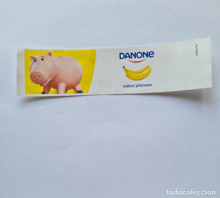 Etiquetas antiguas: ETIQUETA YOGUR DANONE SABORES - COLECCI&Oacute;N TOY STORY/DISNEY KITCHEN - HAMM EL CERDITO - SABOR PALTANO