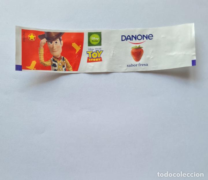 Etiquetas antiguas: ETIQUETA YOGUR DANONE SABORES - COLECCI&Oacute;N TOY STORY/DISNEY KITCHEN - WOODY - SABOR FRESA