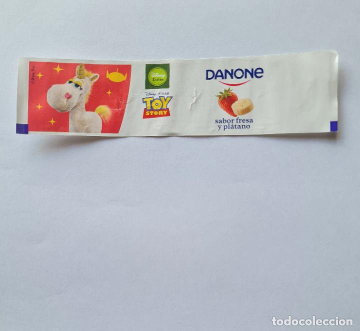 Etiquetas antiguas: ETIQUETA YOGUR DANONE SABORES - COLECCI&Oacute;N TOY STORY/DISNEY KITCHEN - BUTTERCUP - SABOR FRESA PLATANO