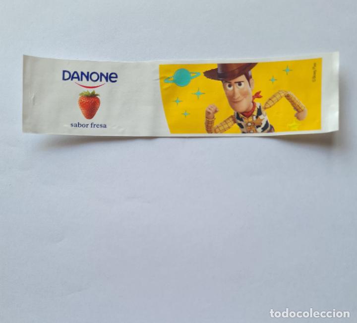 Etiquetas antiguas: ETIQUETA YOGUR DANONE SABORES - COLECCI&Oacute;N TOY STORY/DISNEY KITCHEN - WOODY - SABOR FRESA
