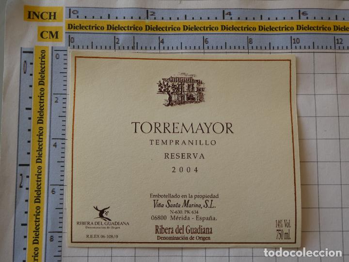 Etichette antiche: ETIQUETA DE BEBIDAS. VINO LICORES. RIBERA DEL GUADIANA TORREMAYOR 2004. 1026