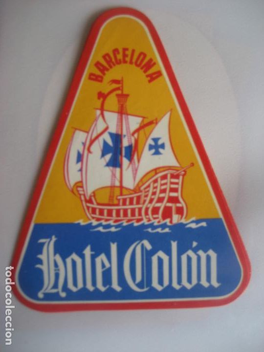 Etiquetas antigas: Hotel Colon, Barcelona. 10 x 8 cm.