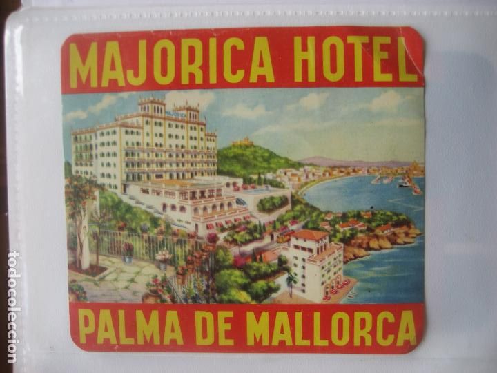 Etiquetas antiguas: Hotel Majorica. Palma de Mallorca. 11 x 10 cm.