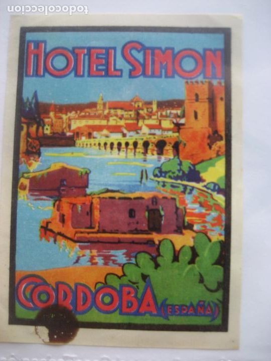 Etiquetas antiguas: Hotel Simon. Cordoba. 12 x 9 cm