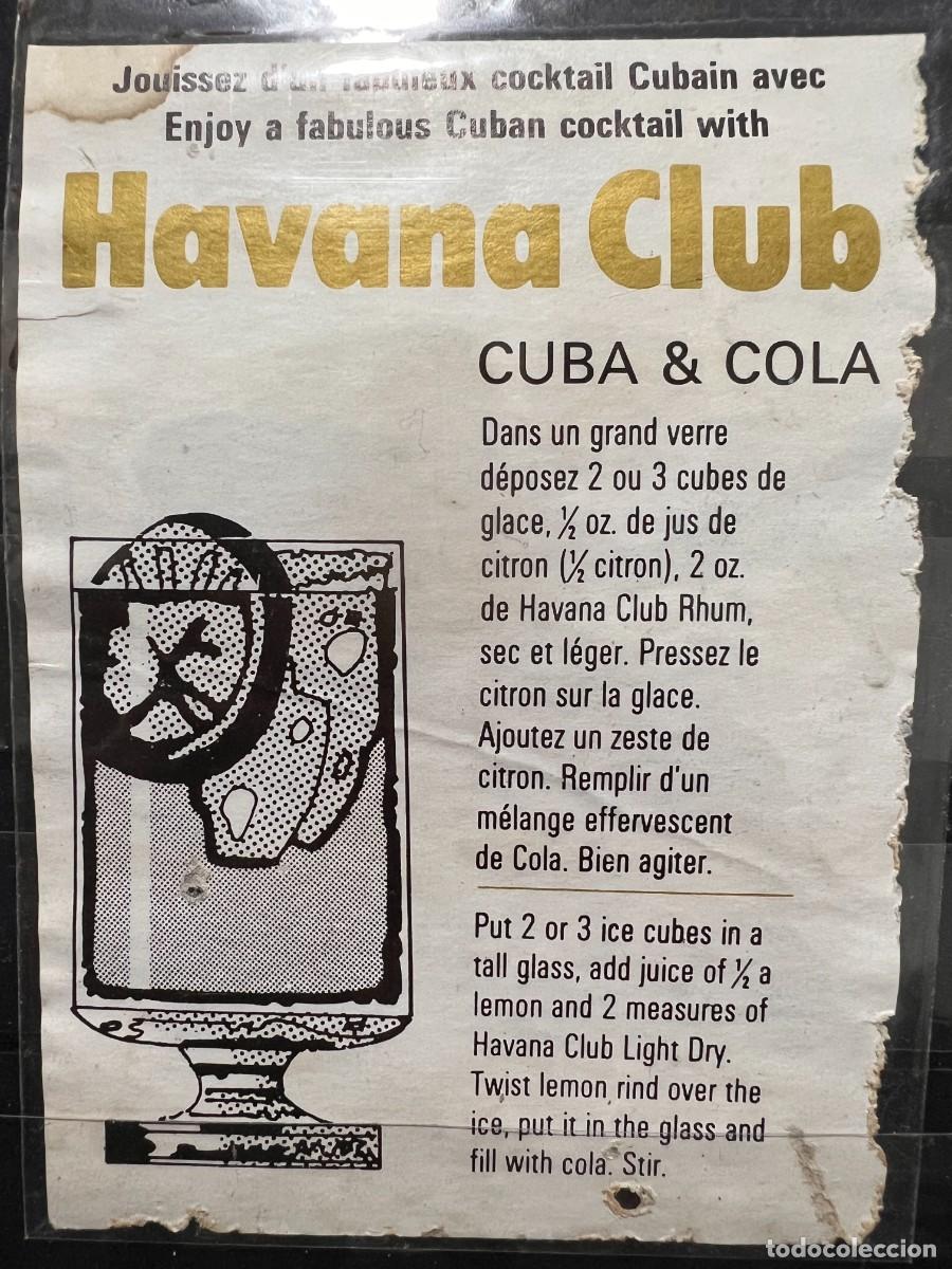 Etichette antiche: ETIQUETA. HAVANA CLUB. CUBA & COLA. MEDIDAS APROX.: 12.5 X 8.5 CM