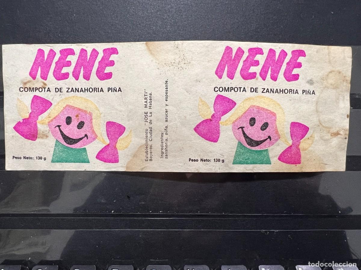 Etichette antiche: ETIQUETA. NENE. COMPOTA DE MELOCOT&Oacute;N ZANAHORIA. CUBA. HABANA. MEDIDAS APROX.: 17 X 5.5 CM