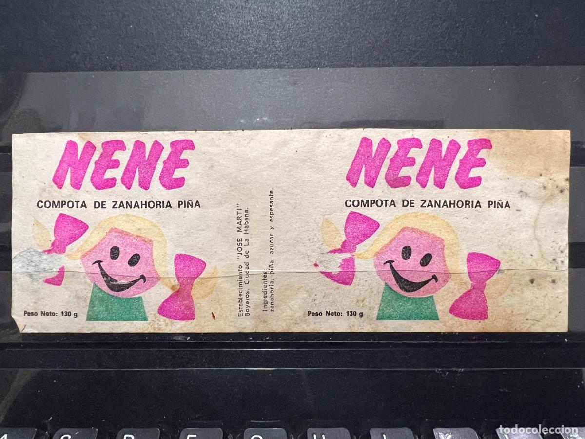Etichette antiche: ETIQUETA. NENE. COMPOTA DE MELOCOT&Oacute;N ZANAHORIA. CUBA. HABANA. MEDIDAS APROX.: 17 X 5.5 CM