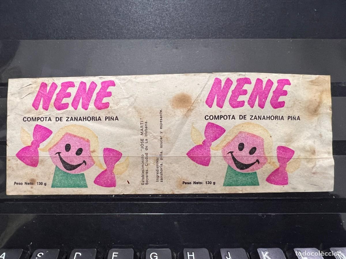 Etichette antiche: ETIQUETA. NENE. COMPOTA DE MELOCOT&Oacute;N ZANAHORIA. CUBA. HABANA. MEDIDAS APROX.: 17 X 5.5 CM