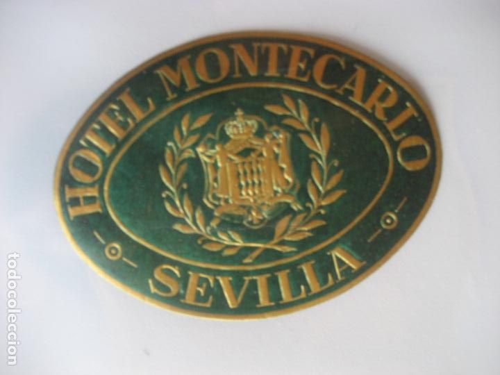 Etiquetas antiguas: Hotel Montecarlo. Sevilla. 9 x 605 cm.