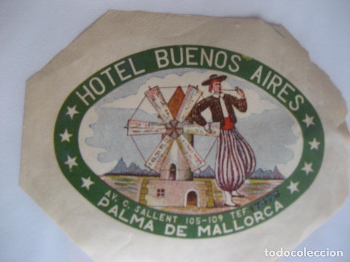 Etiquetas antiguas: Hotel Buenos Aires. Palma de Mallorca. 12 x 9 cm.