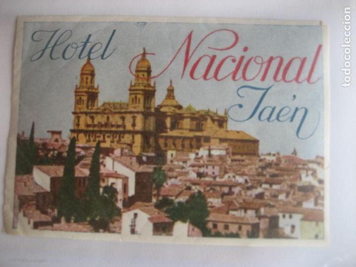 Etiquetas antiguas: Hotel Nacional. Jaen. 11.5 x 8 cm.