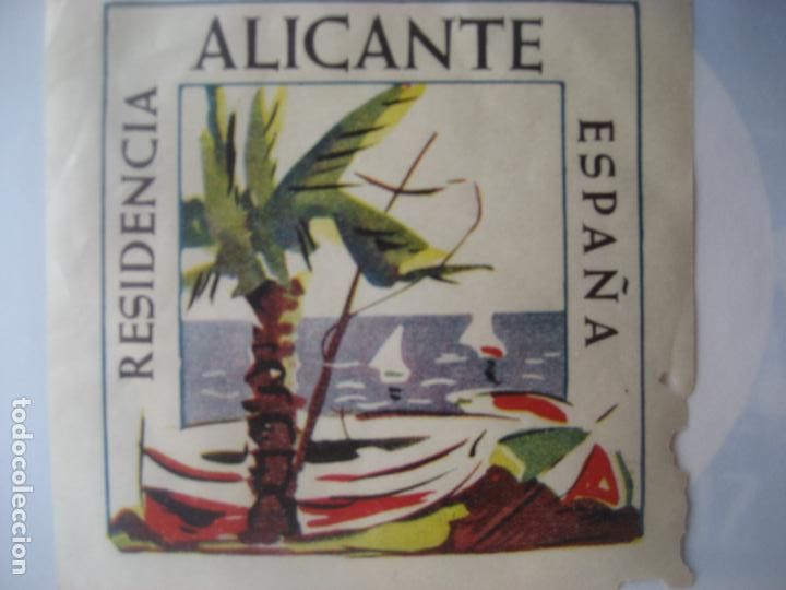 Etiquetas antiguas: Hotel residencia Alicante. 10 x 10 cm.