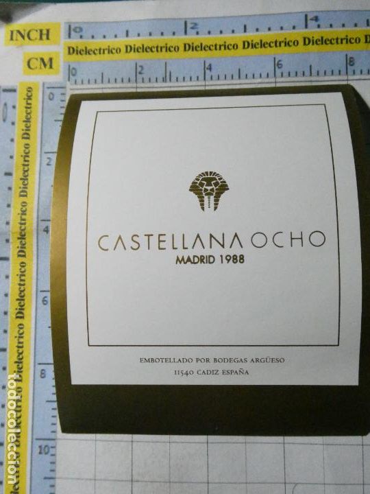 Etiquetas antiguas: ETIQUETA DE BEBIDAS. VINO LICORES. CASTELLANA OCHO MADRID 1988. C&Aacute;DIZ ARG&uuml;ESO. 1366
