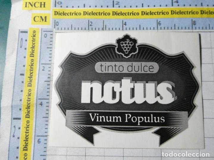 Alte Etiketten: ETIQUETA DE BEBIDAS. VINO LICORES. TINTO DULCE NOTUS VINUM POPULUS . 1382