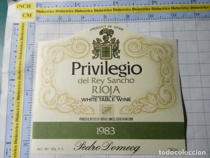 Old Labels: ETIQUETA DE BEBIDAS. VINO LICORES. PRIVILEGIO DEL REY SANCHO RIOJA 1983. 1395