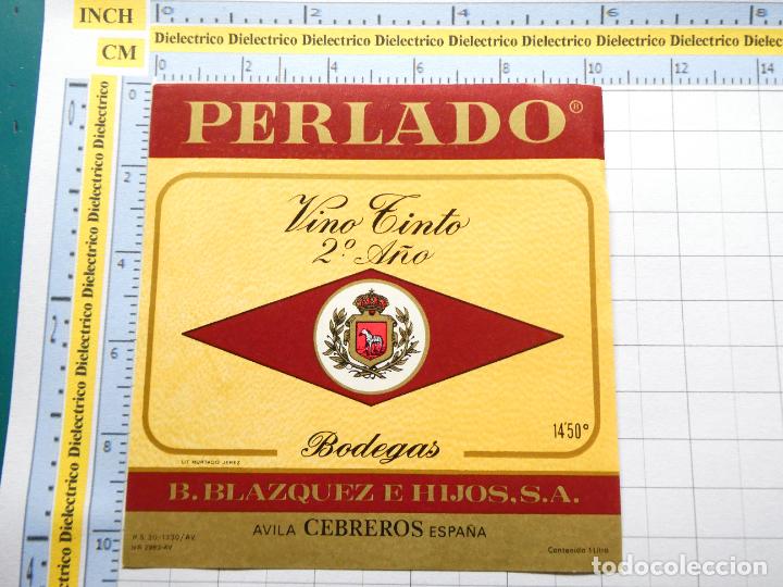 Alte Etiketten: ETIQUETA DE BEBIDAS. VINO LICORES. &Aacute;VILA CEBREROS PERLADO . 1580
