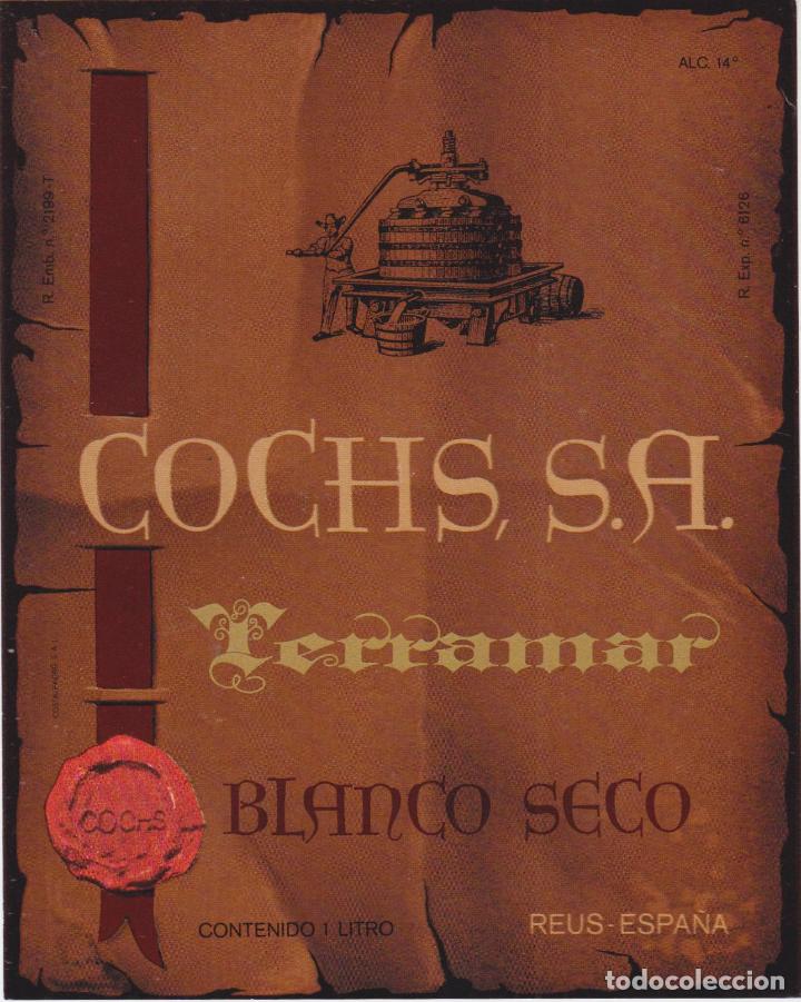 Etiquetas antiguas: ETIQUETA VINO BLANCO SECO TERRAMAR &ndash; COCHS, S.A. - REUS